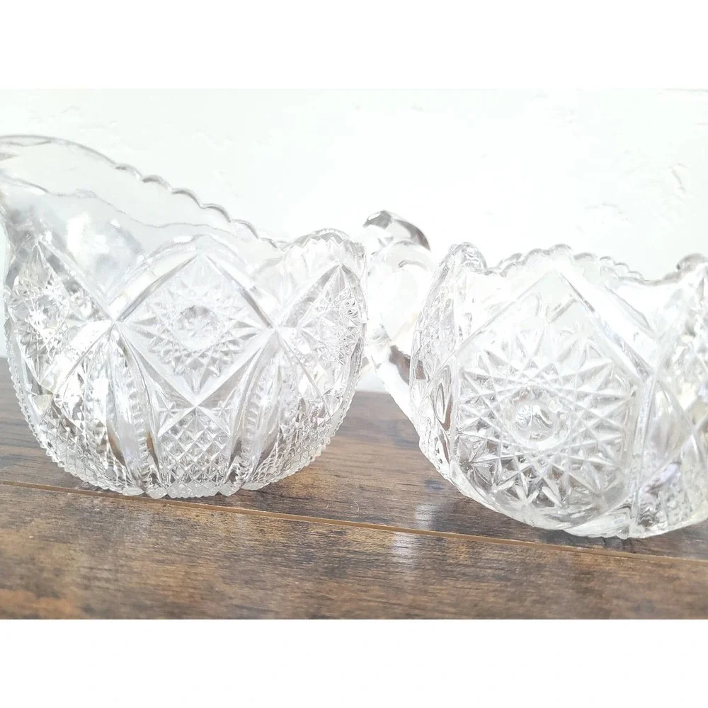 Crystal Cut Glass Creamer and Sugar Bowl | Vintage - Picture 6 of 11